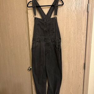 Free People Black Denim Overalls